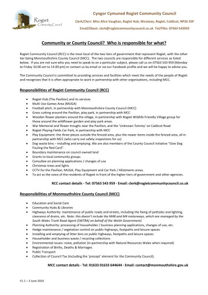 Community or County Council? Who is responsible for what?